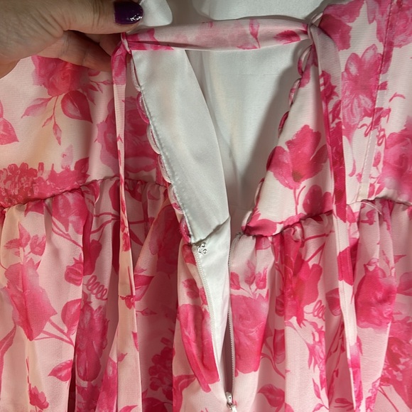 Revelry Poppy Chiffon Ruffle Tier Dress Lace Up Back Zipper Ruffle Straps Dress - Picture 13 of 16